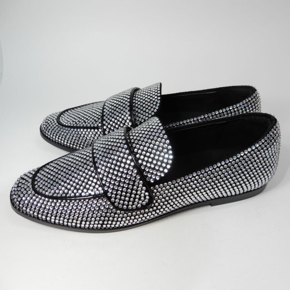 Jeffrey Campbell Velvit Penny Loafers Size 8 Rhinestone Apron Toe Flats NEW - Picture 9 of 12